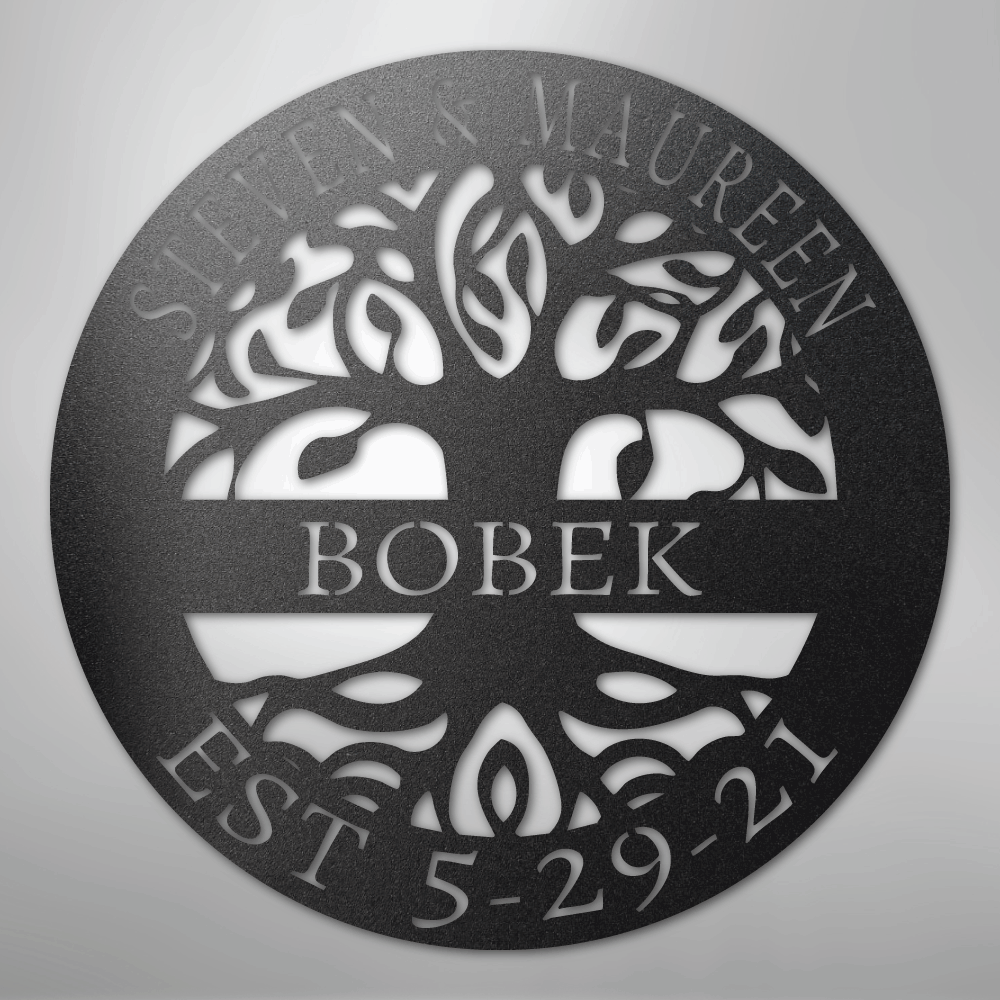 Personalized Tree of Life family name sign with custom established date