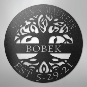 Personalized Tree of Life family name sign with custom established date