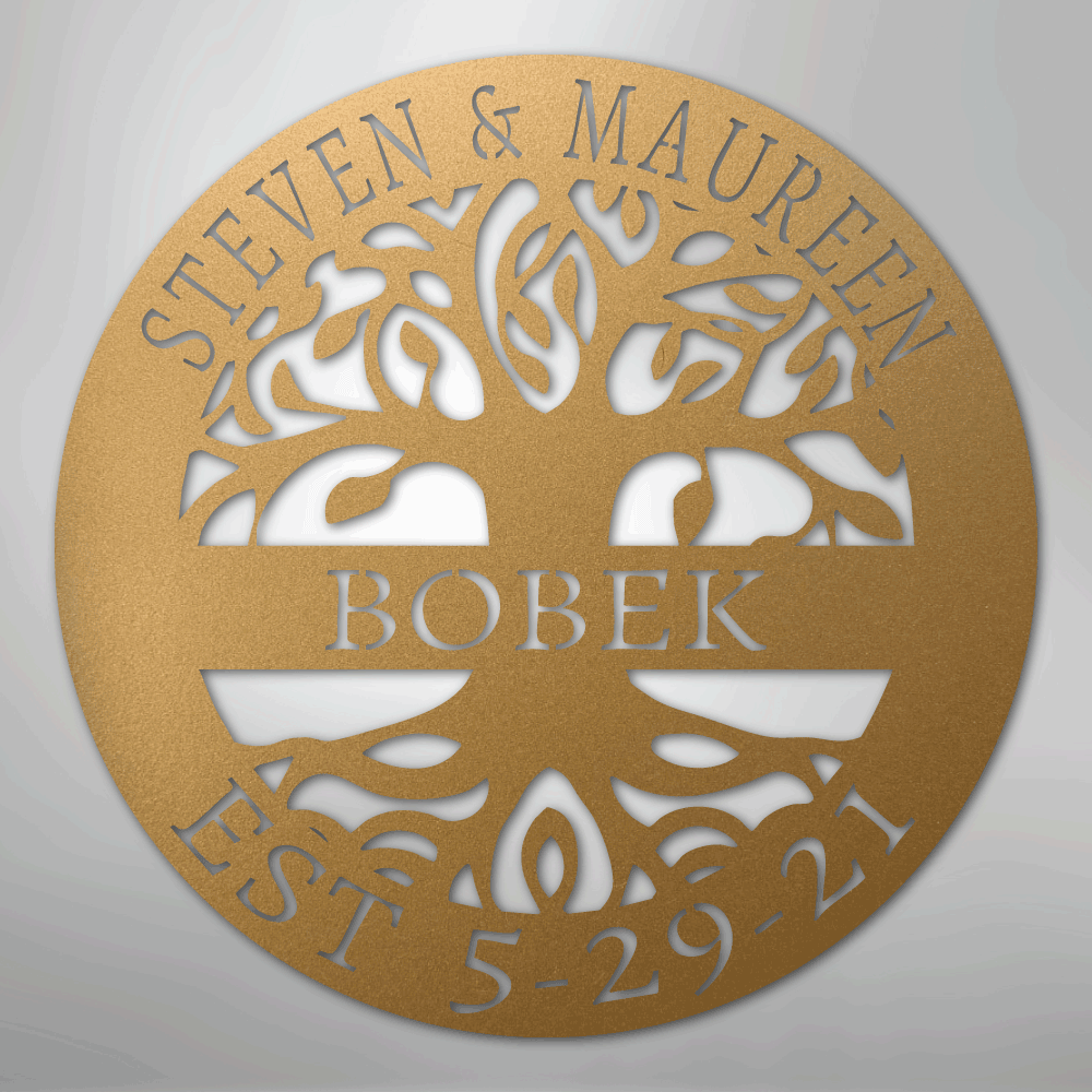 Tree of Life metal wall art personalized for family or wedding gift