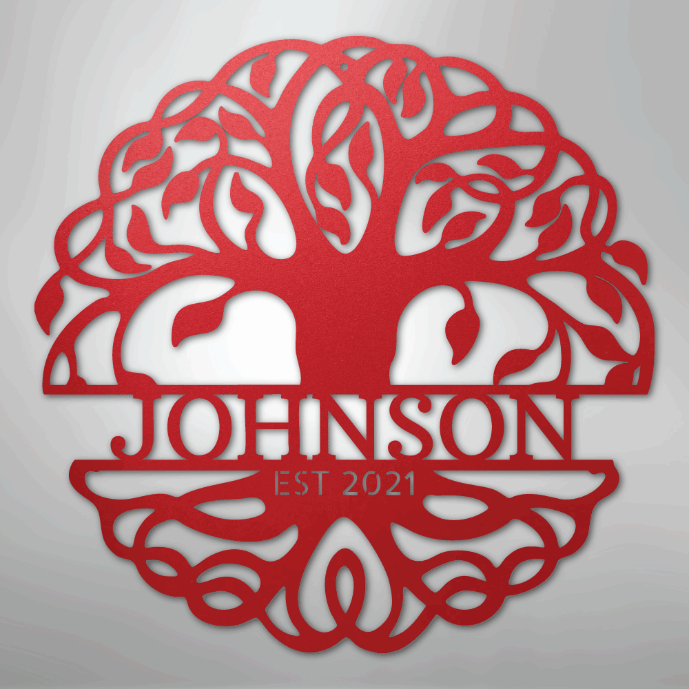 Personalized Decorative tree of life metal wall art Red