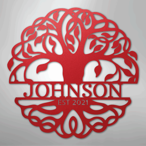 Personalized Decorative tree of life metal wall art Red