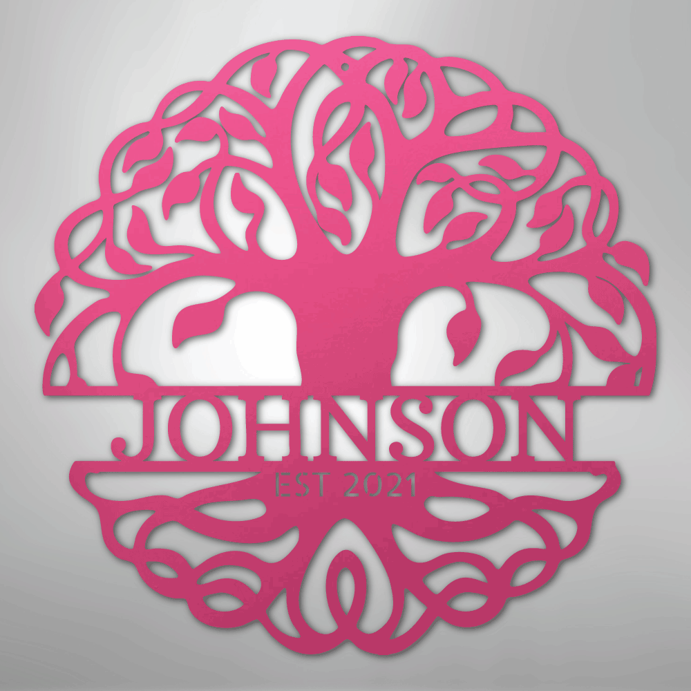 Personalized Decorative tree of life metal wall art pink