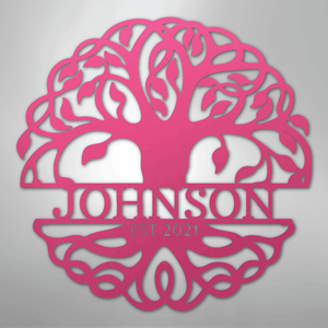 Personalized Decorative tree of life metal wall art pink