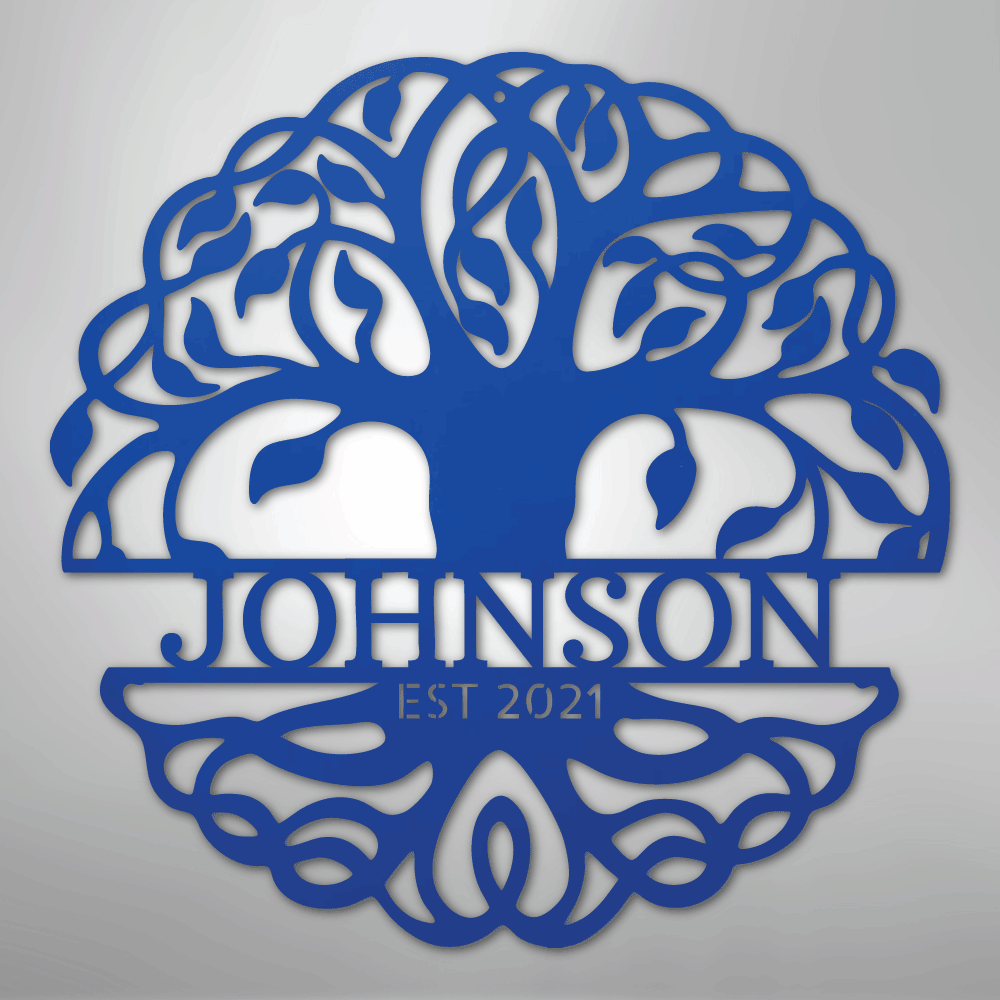 Personalized Decorative tree of life metal wall art blue