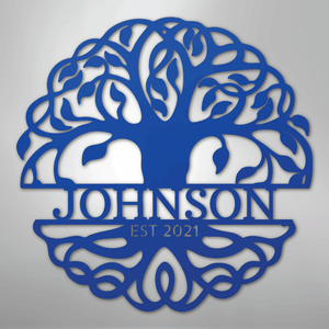 Personalized Decorative tree of life metal wall art blue