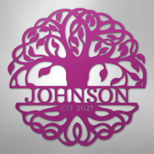 Personalized Decorative tree of life metal wall art purple