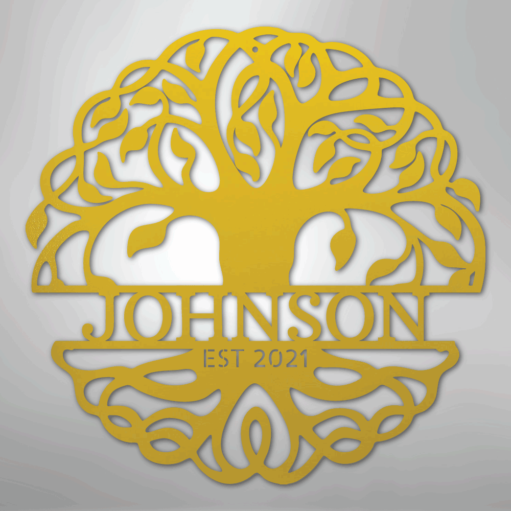 Personalized Decorative tree of life metal wall art yellow