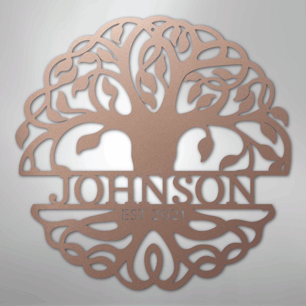 Personalized Decorative tree of life metal wall art rose color