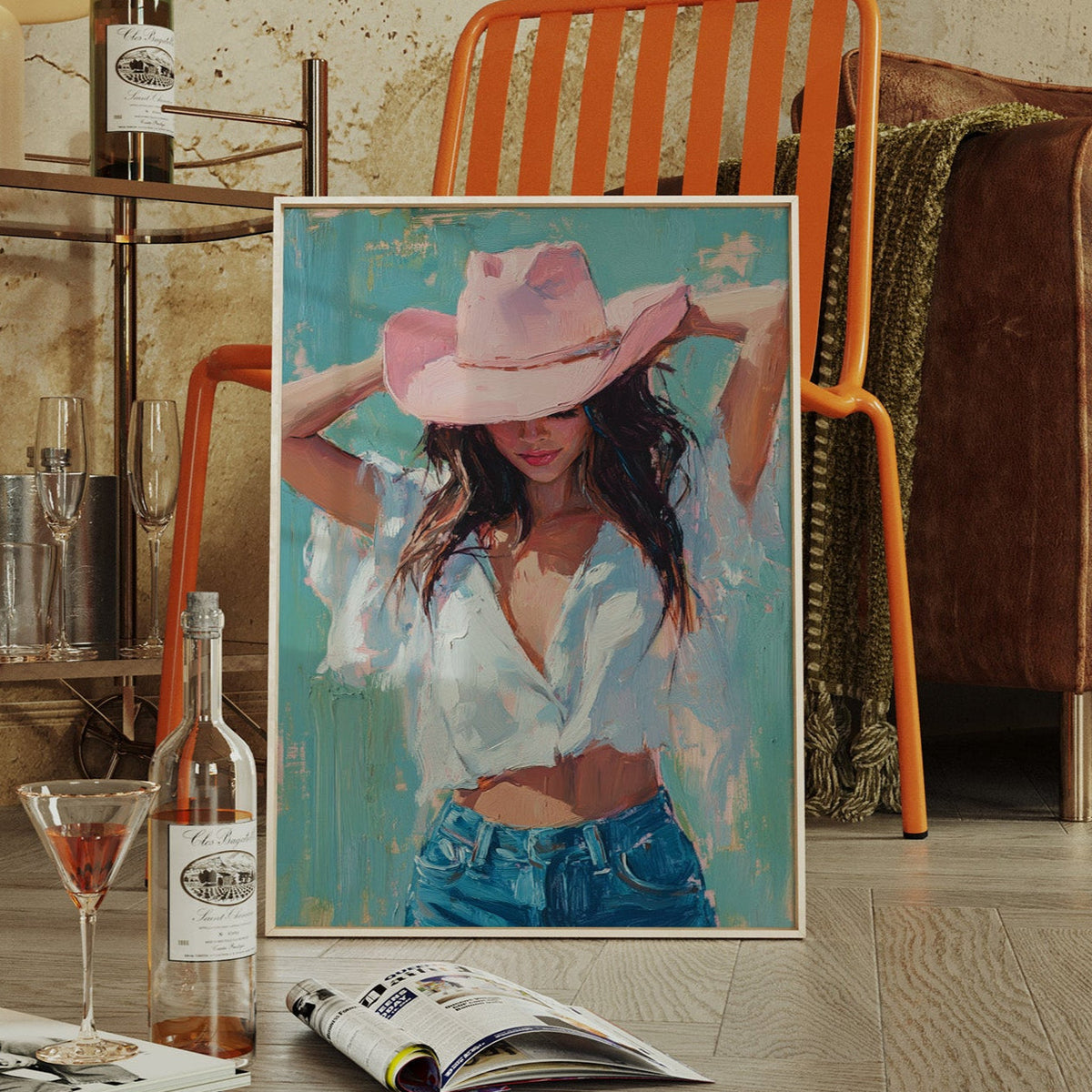 Pink Cowgirl Hat  |  Western Chic Wall Art | Farmhouse World