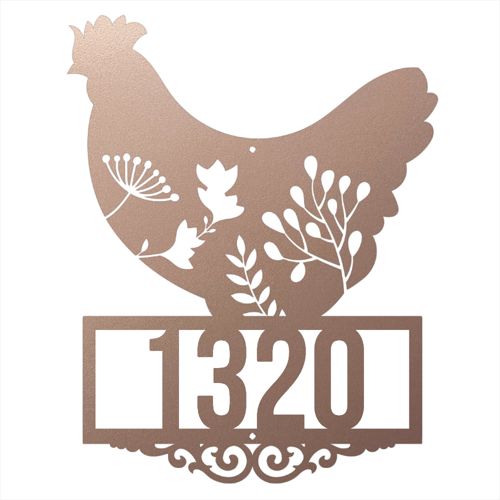 custom chicken farmhouse house number sign rose
