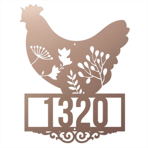 custom chicken farmhouse house number sign rose