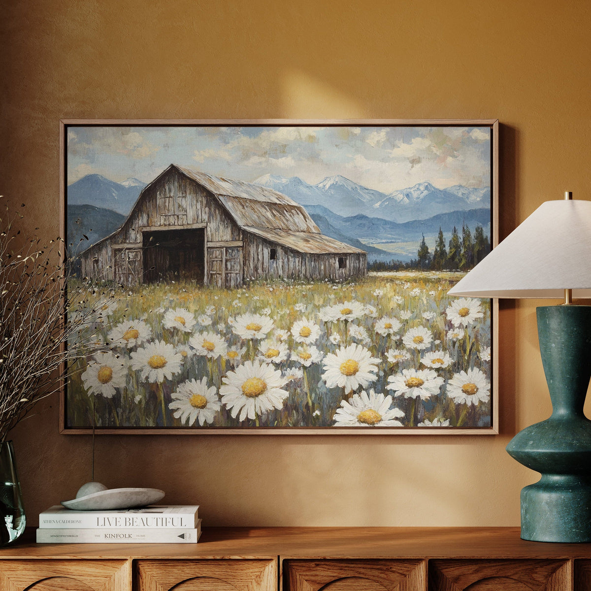 Rustic Barn Wall Art  |  Wildflower Meadow Print, Country Farmhouse Decor, Vin | Farmhouse World