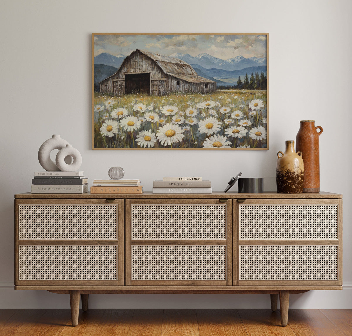 Rustic Barn Wall Art  |  Wildflower Meadow Print, Country Farmhouse Decor, Vin | Farmhouse World