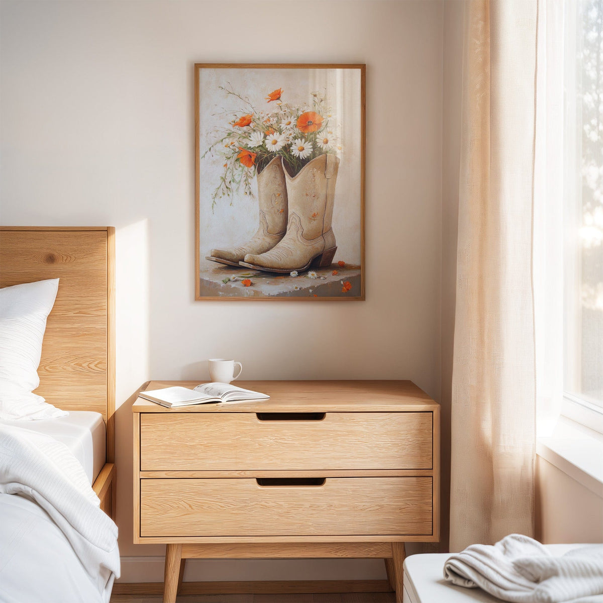 Rustic Western Charm  |  Cowboy Boots & Wildflowers Wall Art | Farmhouse World
