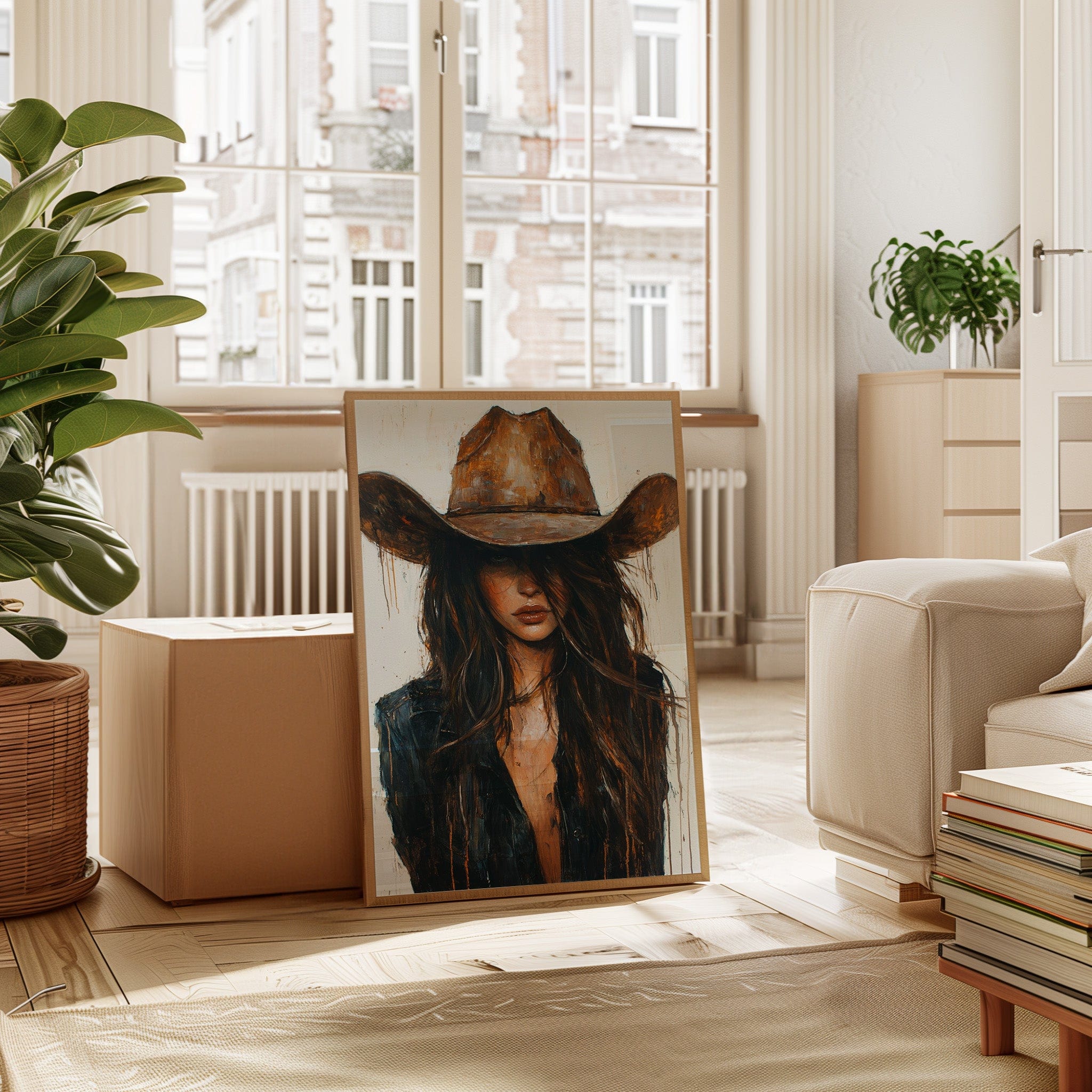 Southwestern Cowgirl Portrait Wall Art, Desert Western Canvas Print | Farmhouse World