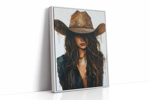 cowgirl framed canvas for rustic glam farmhouse decor
