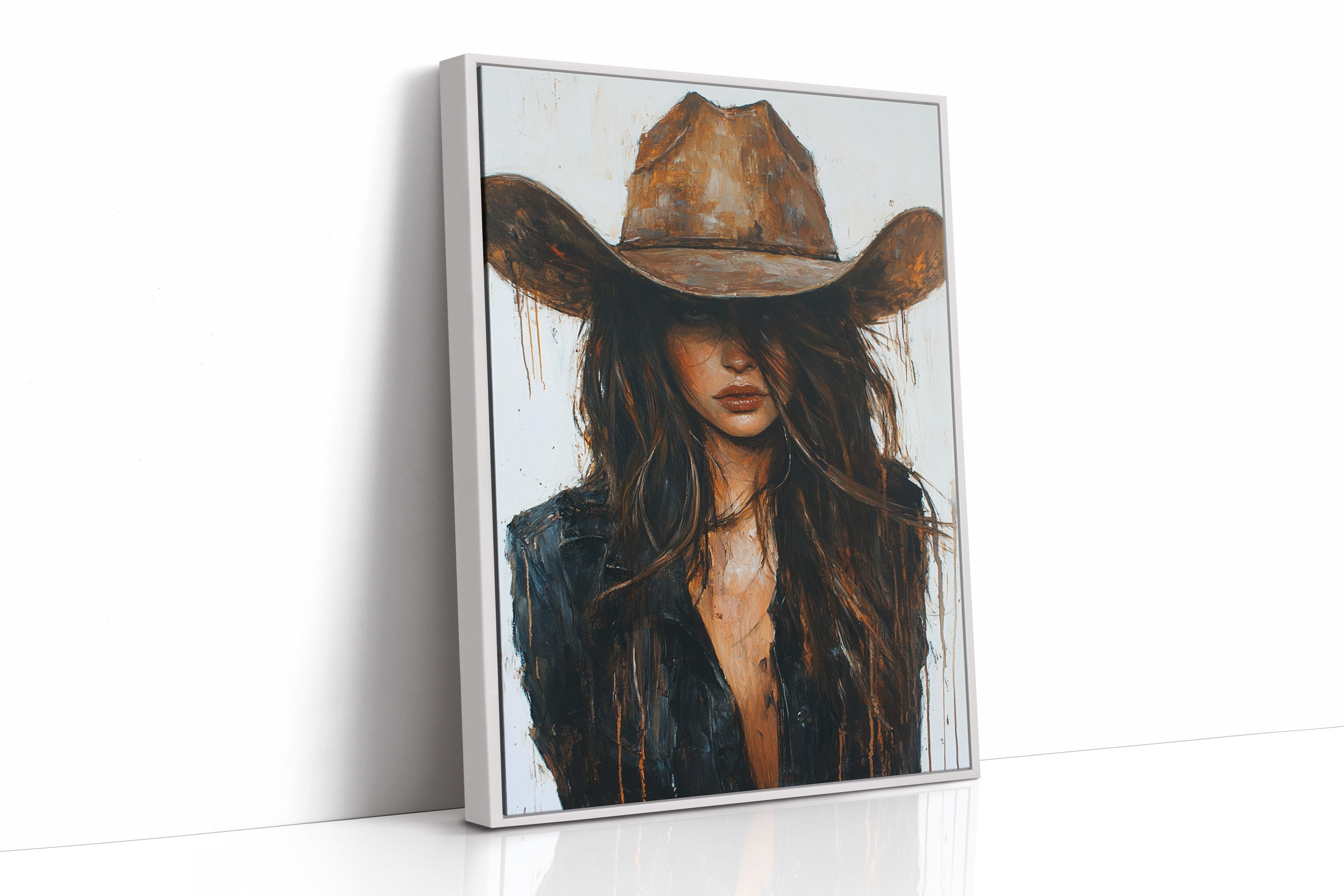 cowgirl framed canvas for rustic glam farmhouse decor