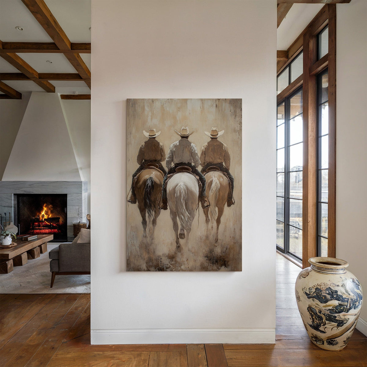 Three Cowboys on Horseback  |  Western Ranch Wall Art | Farmhouse World