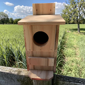 Cedar Squirrel House for Backyard, Handmade Wooden Nesting Box, Outdoor Wildlife Habitat, Tree Mounted Squirrel Shelter