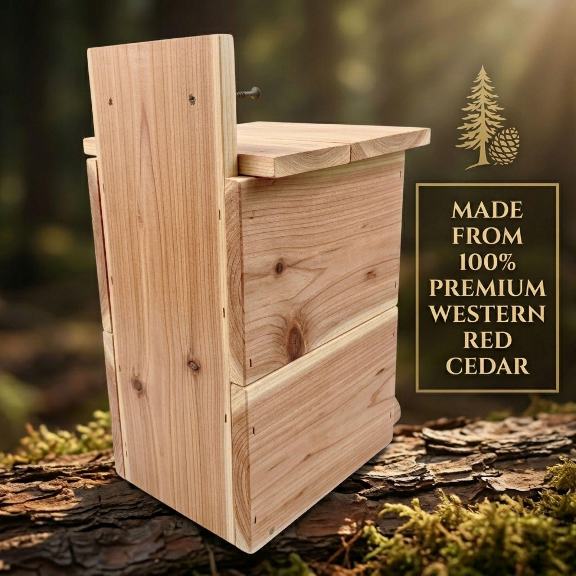 Cedar Squirrel House for Backyard, Handmade Wooden Nesting Box, Outdoor Wildlife Habitat, Tree Mounted Squirrel Shelter