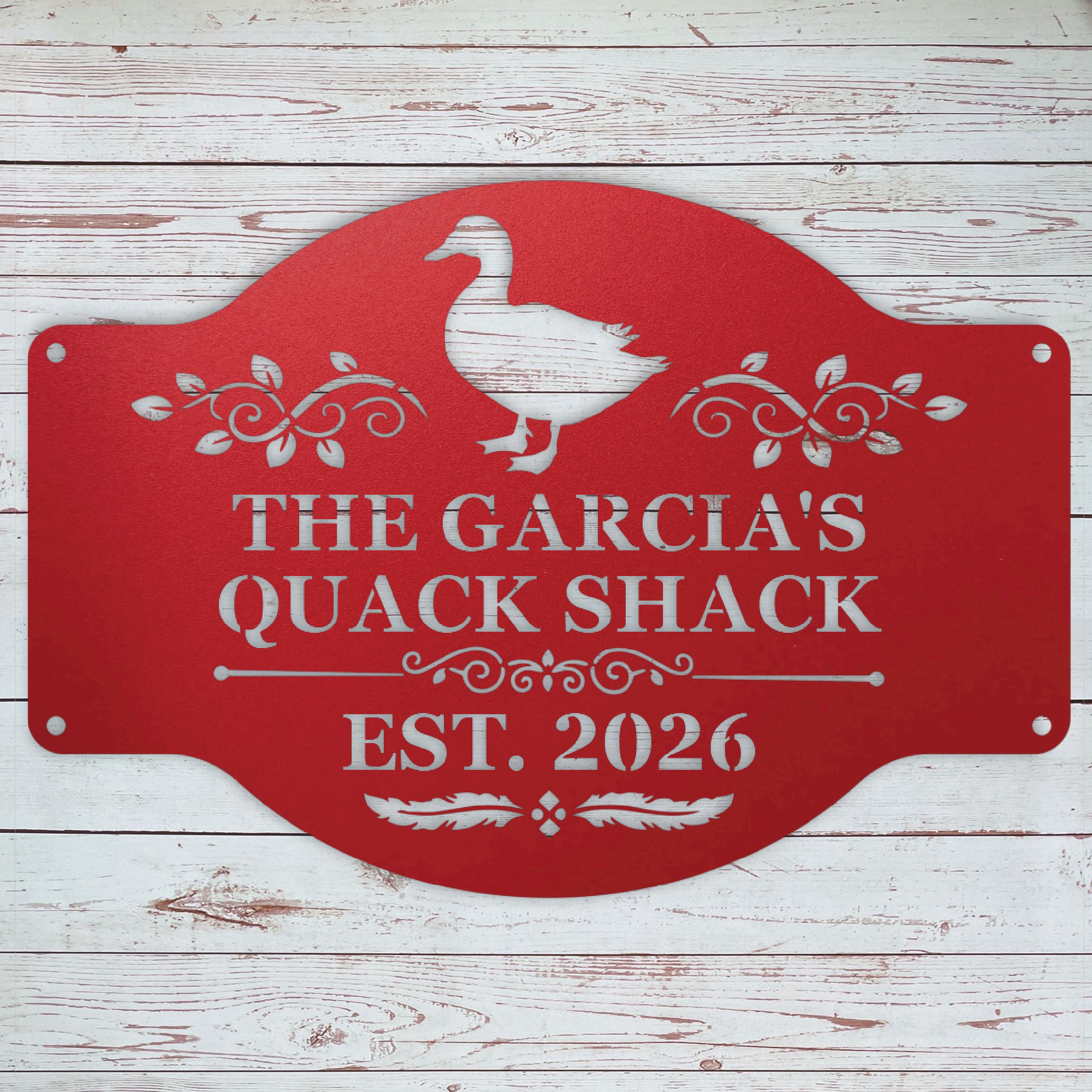 Red Outdoor duck coop sign made in the USA