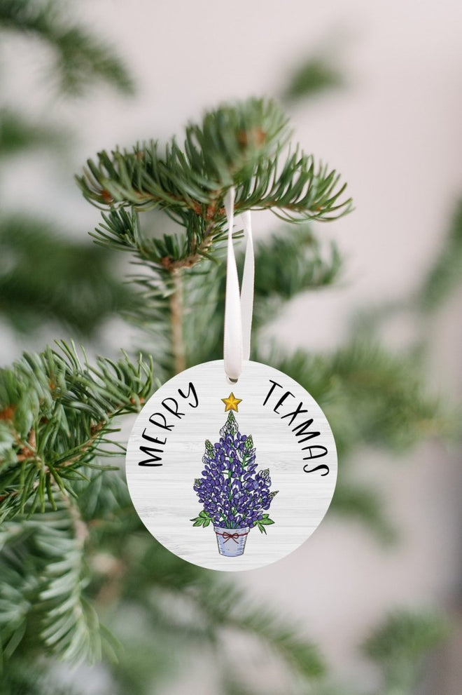 Bluebonnet Merry Texmas Ornament - Bluebonnet Christmas Tree | Farmhouse World