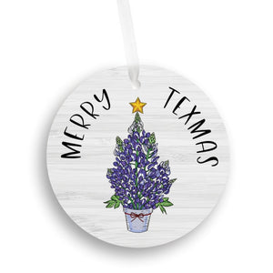 Bluebonnet Merry Texmas Ornament - Bluebonnet Christmas Tree | Farmhouse World