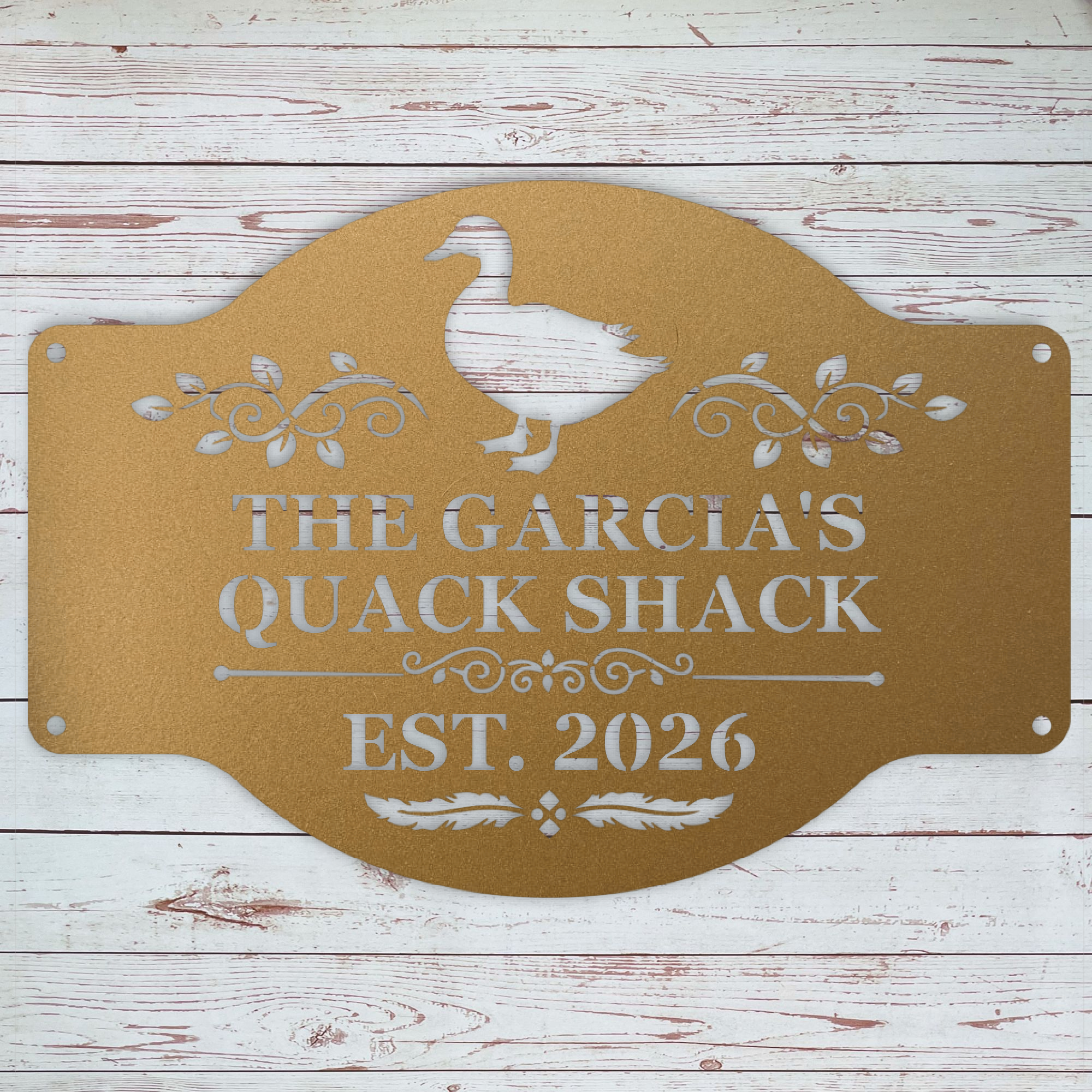 Personalized duck coop metal sign for backyard ducks and homesteads
