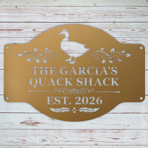 Personalized duck coop metal sign for backyard ducks and homesteads