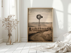 farmhouse canvas wall art with country windmill scene