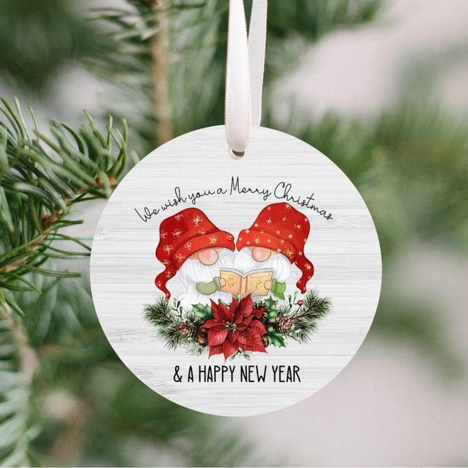 Gnome Christmas Ornament - We Wish You A Merry Christmas | Farmhouse World