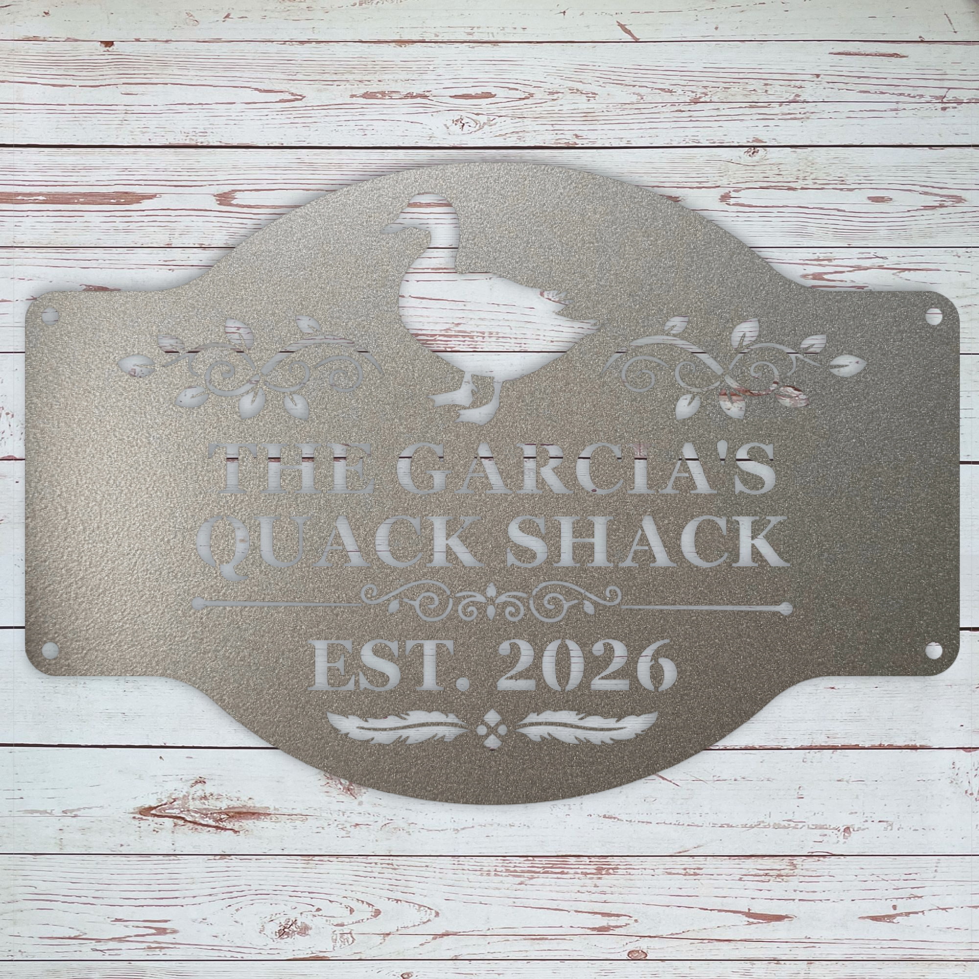 Personalized duck farm sign with custom top middle and bottom text