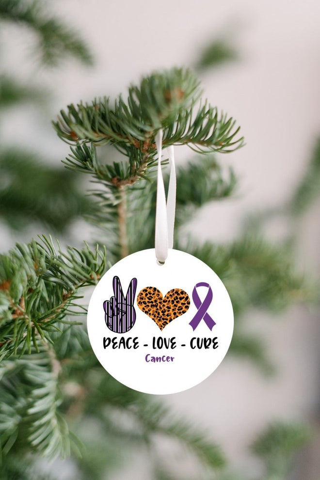 Peace Love Cure Christmas Ornament | Farmhouse World