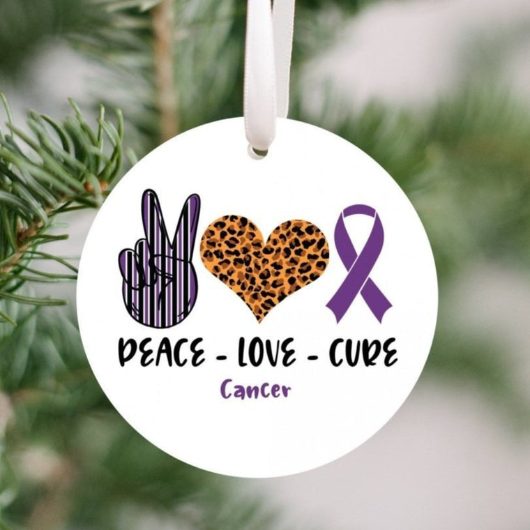 Peace Love Cure Christmas Ornament | Farmhouse World