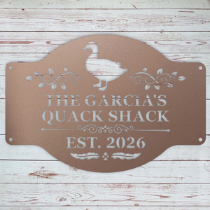 Personalized backyard duck decor in powder coated steel