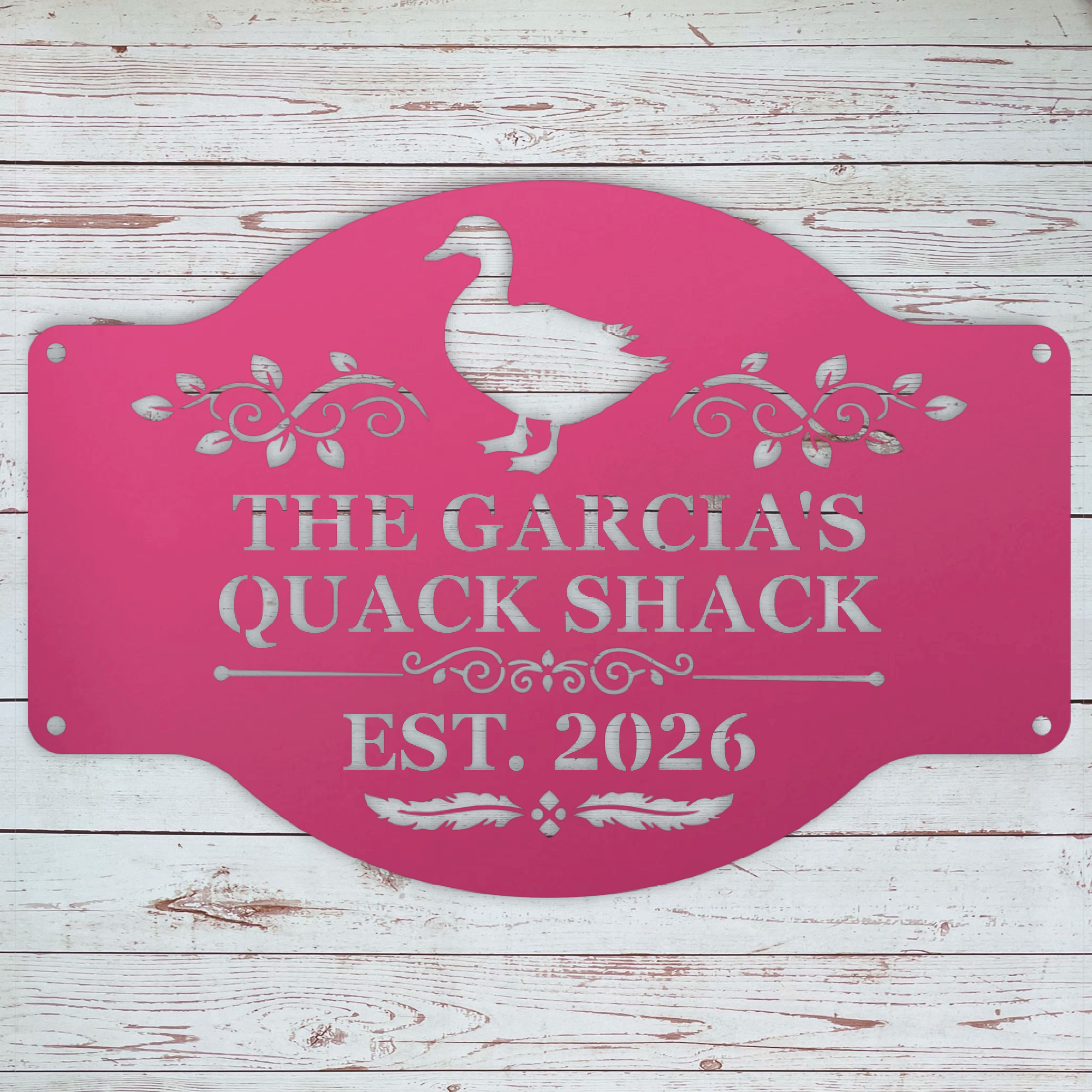 Pink Custom metal duck house decor for backyard flock