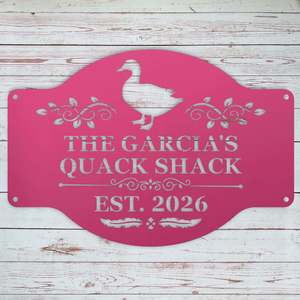 Pink Custom metal duck house decor for backyard flock