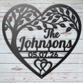Personalized family name heart sign with custom last name and special date