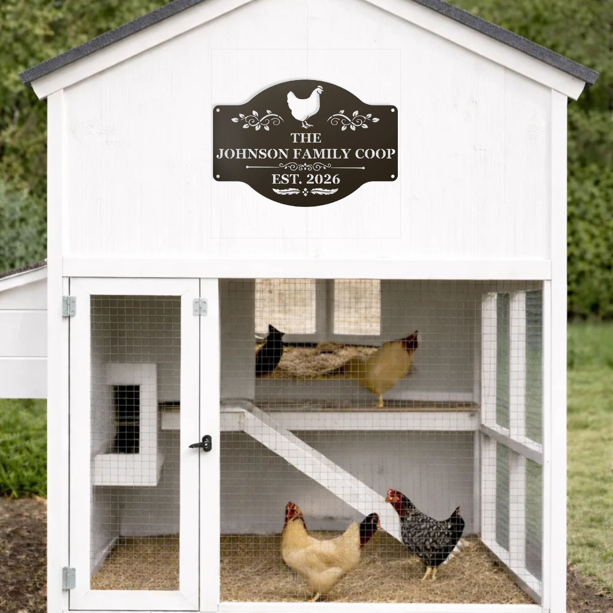 Personalized chicken coop entrance sign for backyard farms and homesteads