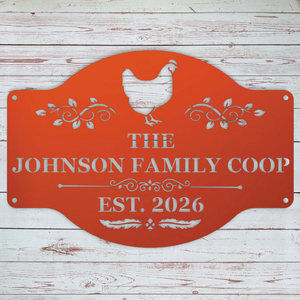 Rustic custom chicken coop sign for outdoor farmhouse wall art