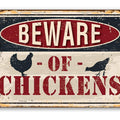 Beware of Chickens Metal Sign | Funny Chicken Coop Decor