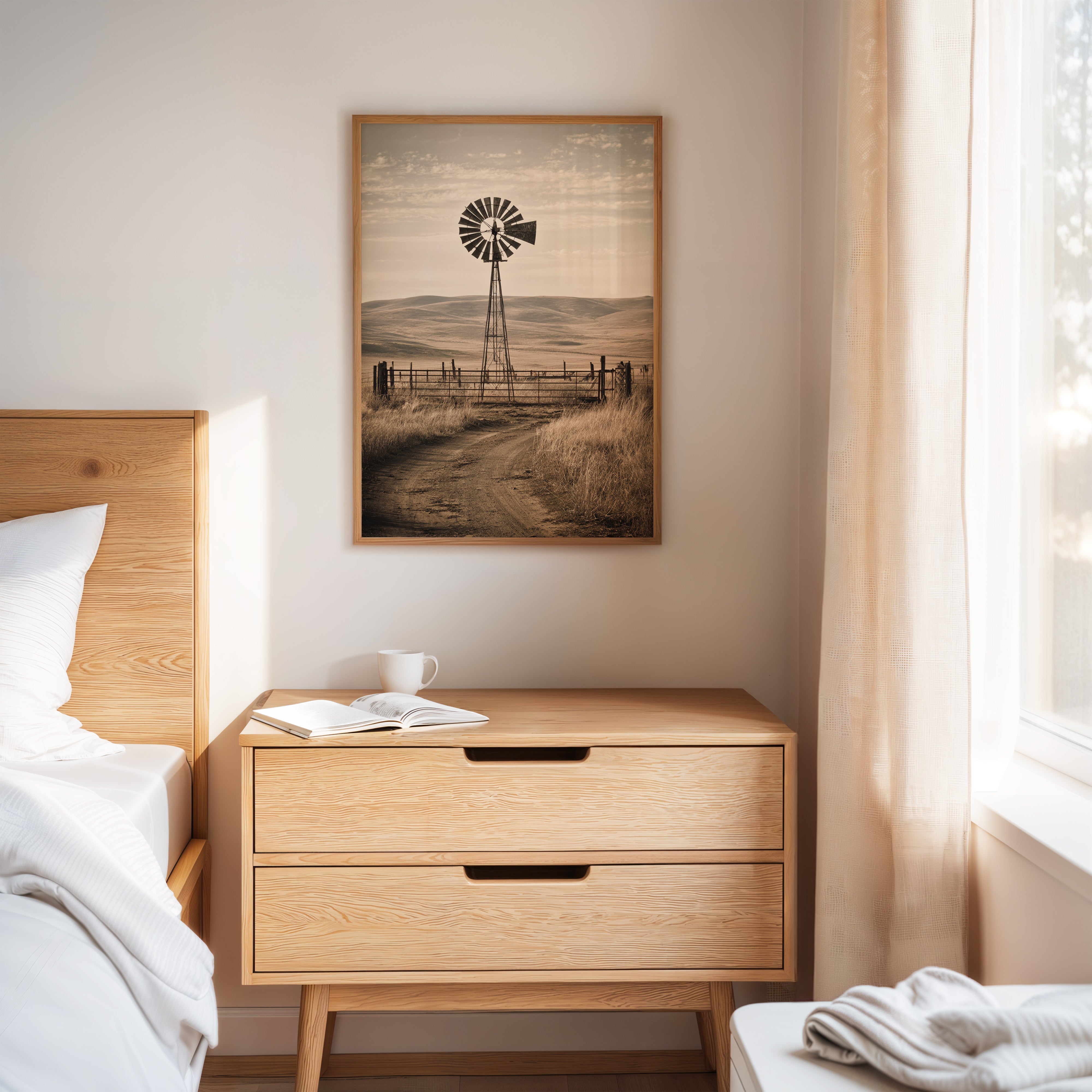 farmhouse landscape artwork for bedroom wall