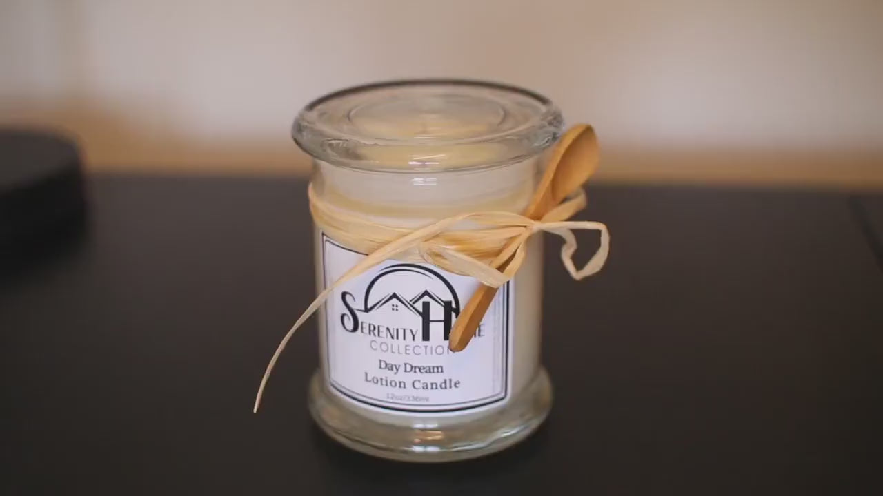 Massage Lotion Candle Infused with Essential Oils for Dry Skin, Aromatherapy – Soy Wax, Shea Butter Scented Massage Oil Candle for Couples