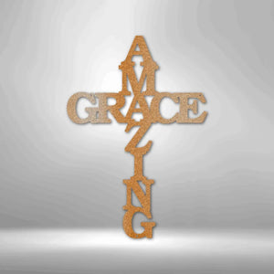 Amazing Grace Cross Metal Sign | Farmhouse World