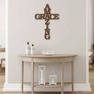 Amazing Grace Cross Metal Sign | Farmhouse World
