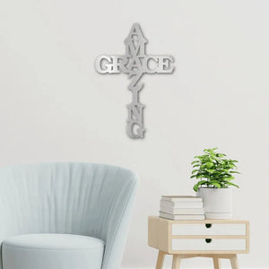 Amazing Grace Cross Metal Sign | Farmhouse World