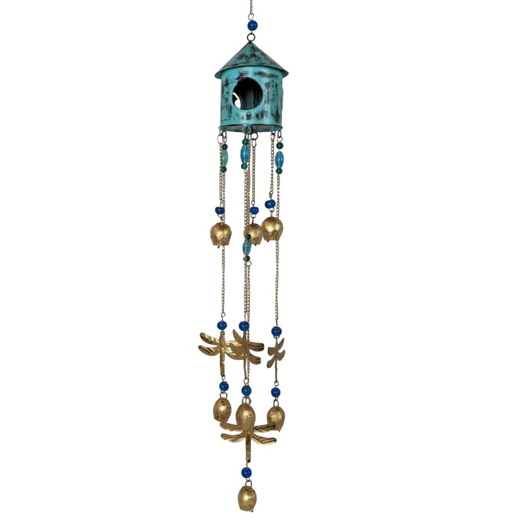 Birdhouse Wind Chimes - Turquoise | Farmhouse World