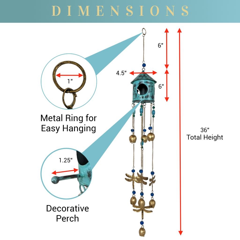 Birdhouse Wind Chimes - Turquoise | Farmhouse World