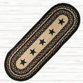 Black Stars Braided Oval Table Runner - 100% Natural Jute and Hand Stenciled | Farmhouse World