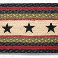 Black Stars Braided Oval Table Runner Accented by Blue & Red | Farmhouse World